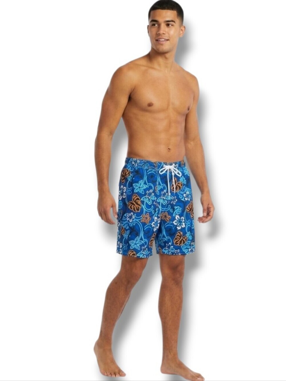 Ocean Pacific OP Sports Men’s Blue Floral Swim Trunks – Size Large